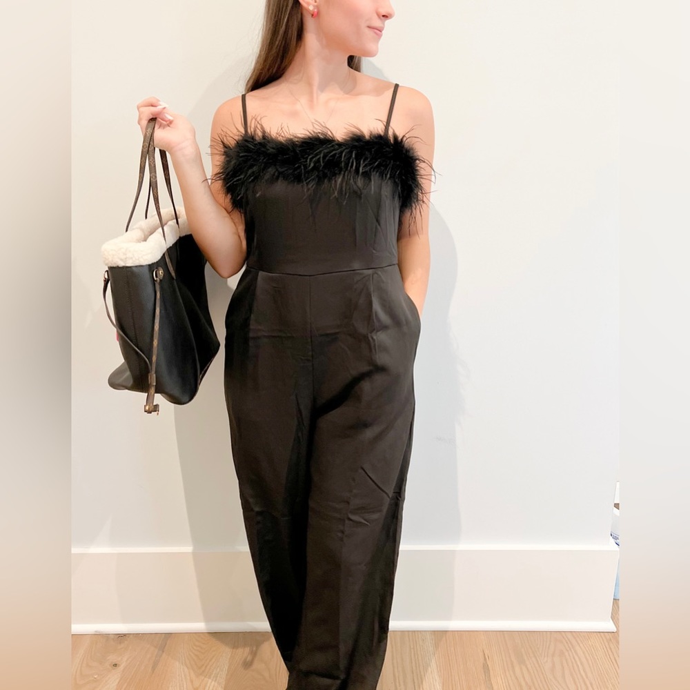 Black Feather Jumpsuit